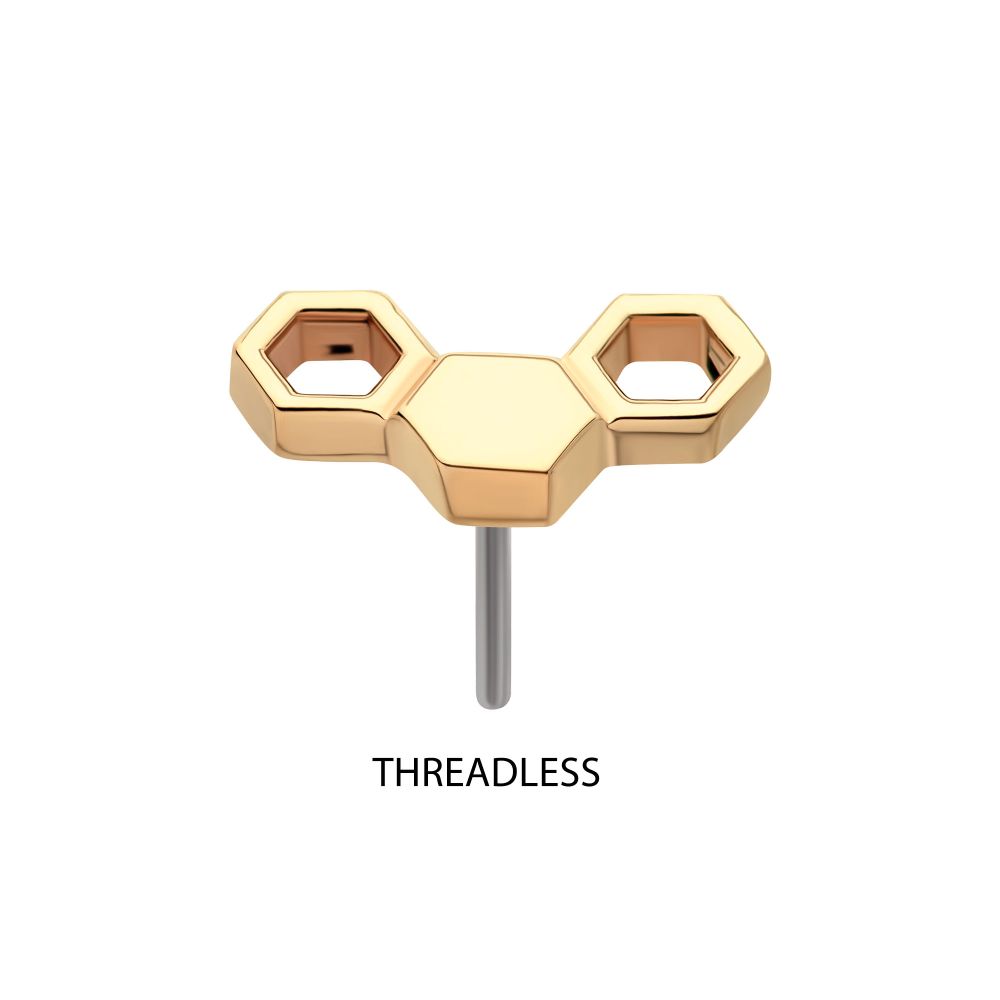 14Kt Gold Threadless Honeycomb Top