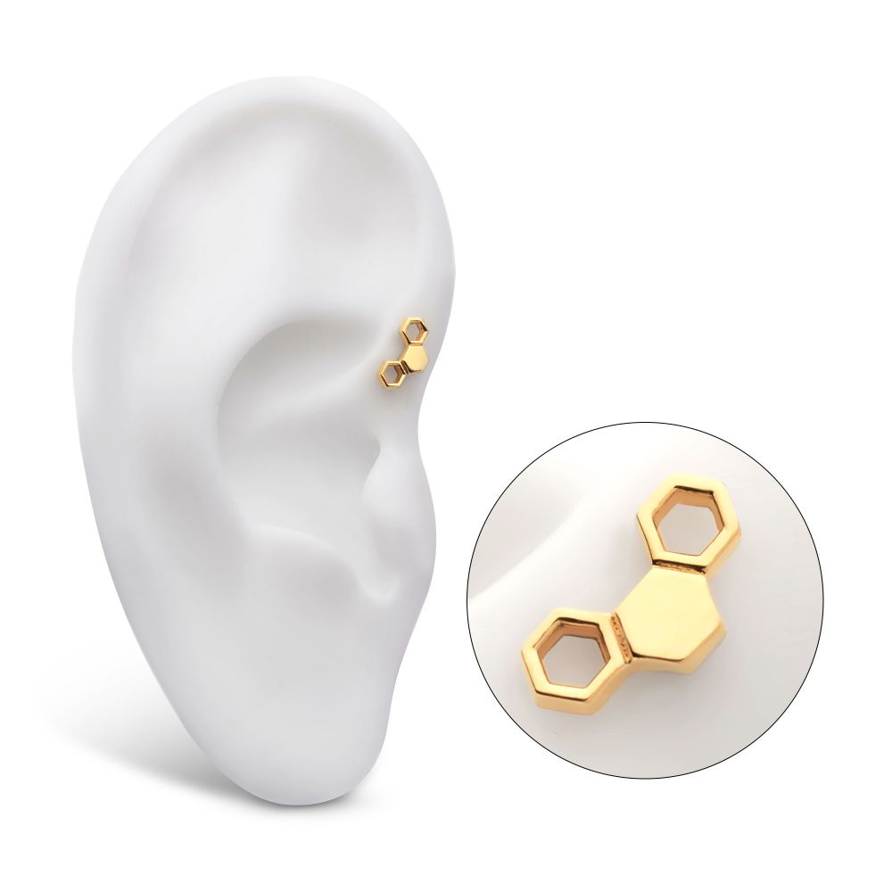 14Kt Gold Threadless Honeycomb Top