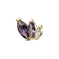14Kt Yellow Gold Threadless "Marquise Cascade" Triple Gem Top