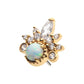 14Kt Yellow Gold Threadless with White Synthetic Opal, Round & Marquise Clear CZ Tiara Cluster Top