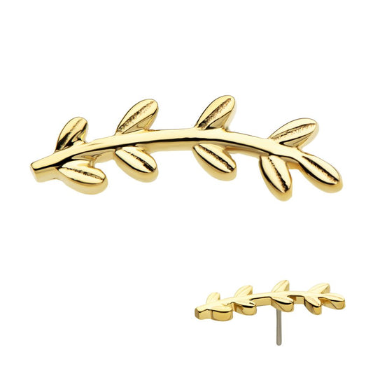 14Kt Gold Threadless Leaf Top