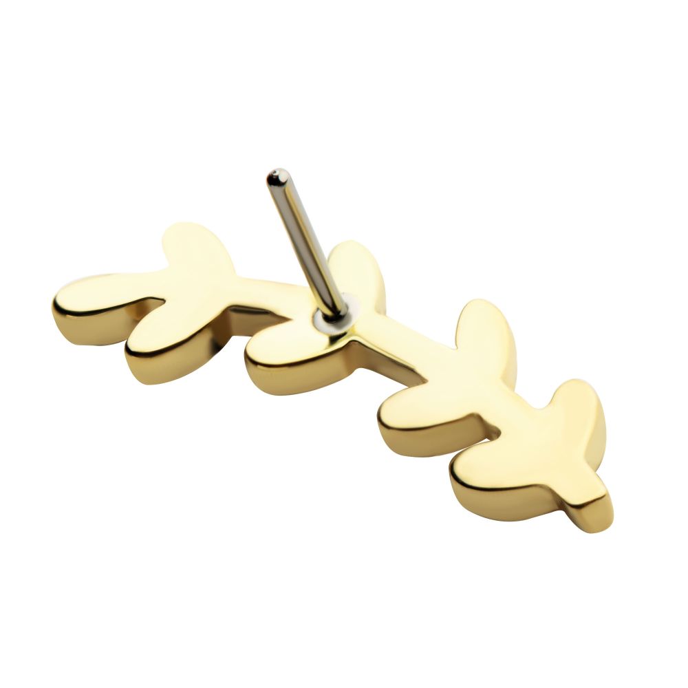 14Kt Gold Threadless Leaf Top