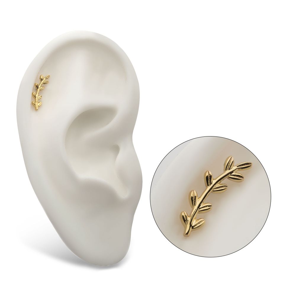 14Kt Gold Threadless Leaf Top