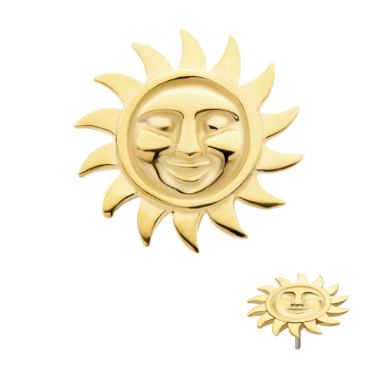 14Kt Gold Threadless Sun Face Top