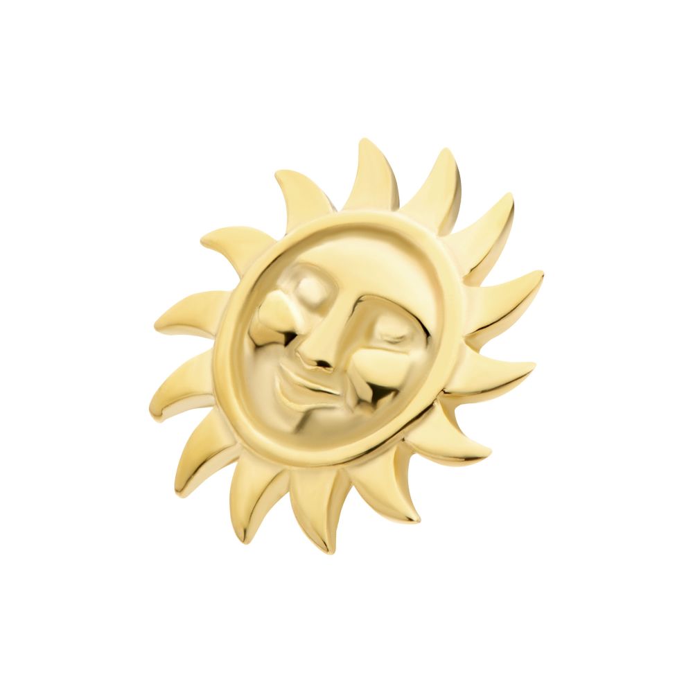 14Kt Gold Threadless Sun Face Top