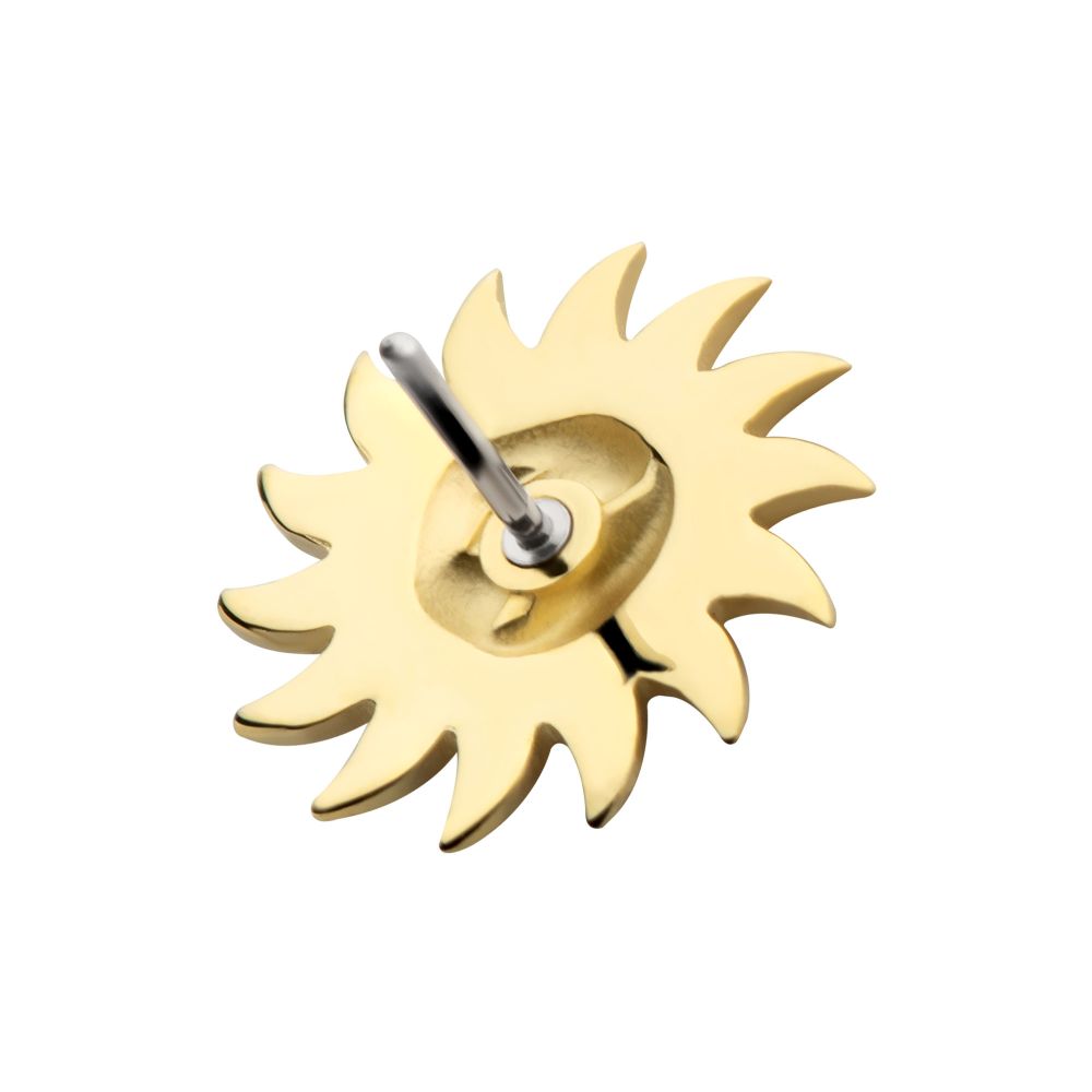 14Kt Gold Threadless Sun Face Top