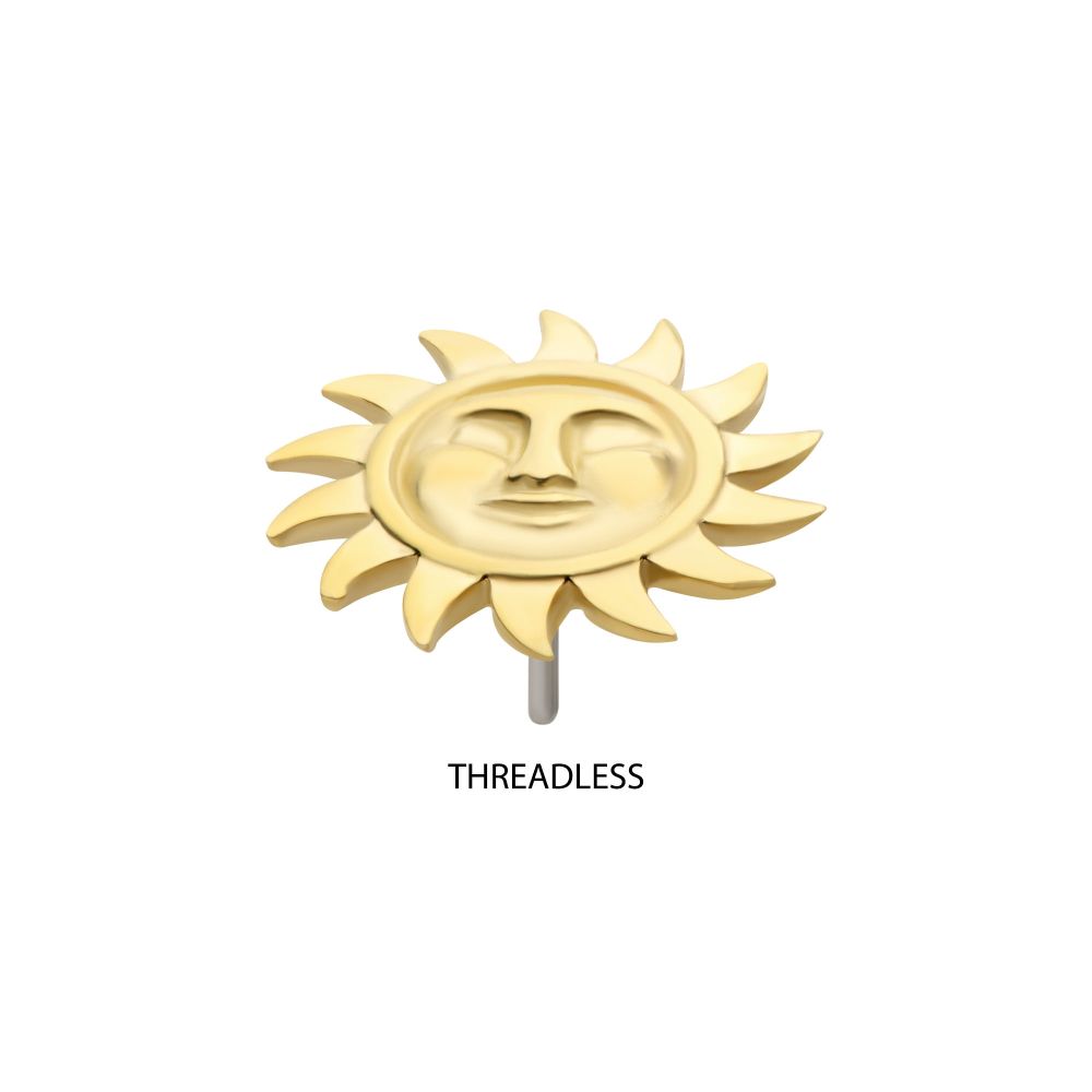 14Kt Gold Threadless Sun Face Top