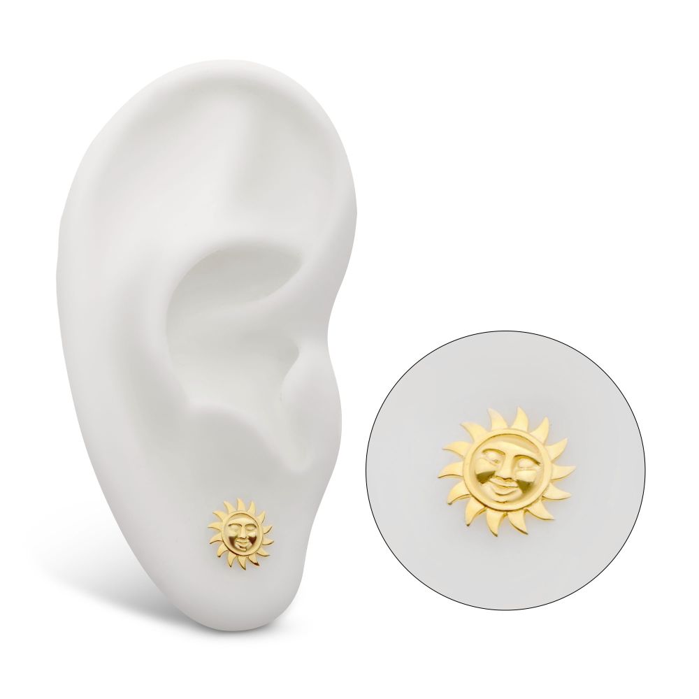 14Kt Gold Threadless Sun Face Top