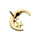 14Kt Gold Threadless Moon Face & Star Top
