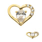 14Kt Yellow Gold Threadless Cut Out Heart  Top with Teardrop & Round CZ