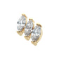 14Kt Yellow Gold Threadless Pronged Marquise CZ 3-Cluster Top