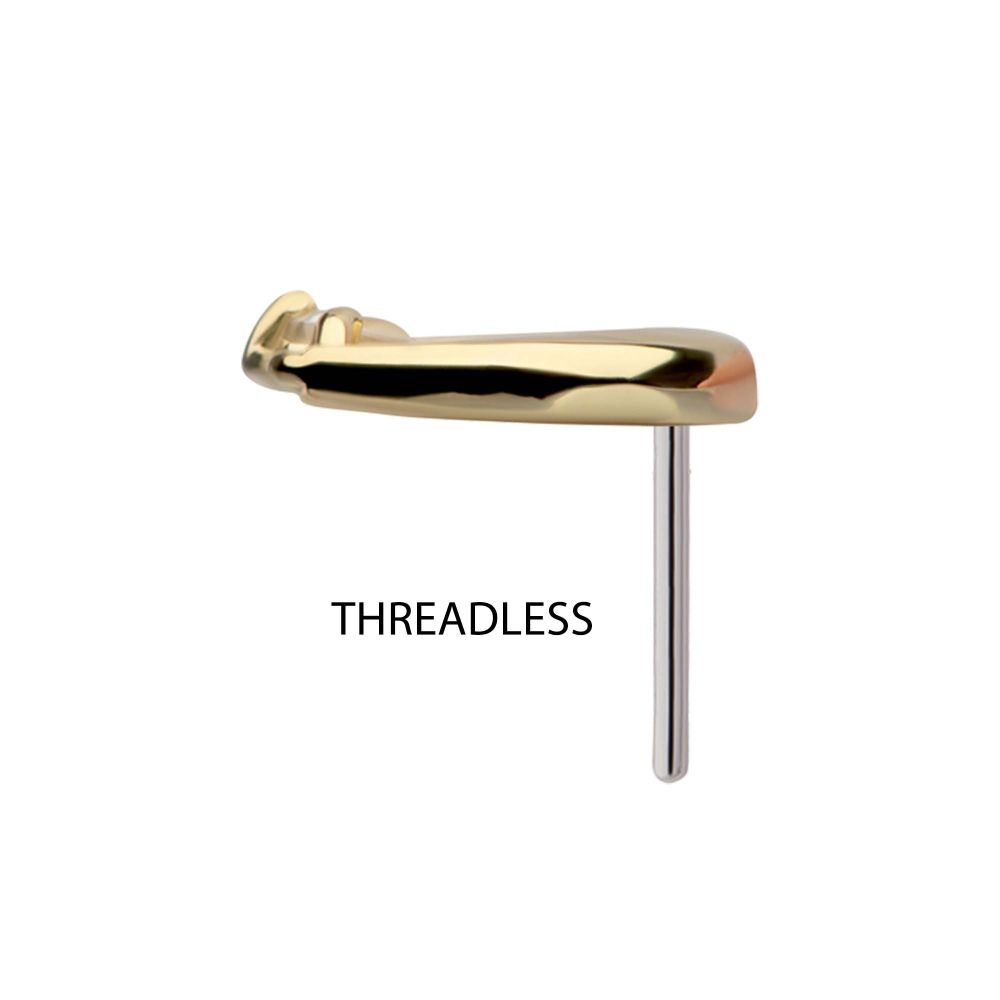 14Kt Gold Threadless Crescent Moon Top with Prong Set Gem Dangle