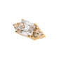 14Kt Gold Threadless Hexagon Top with Prong Set Round & Baguette Gem
