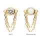 14Kt Yellow Gold Threadless Bezel Set Round CZ/Opal Top with 2 Dangle Chains