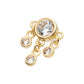 14Kt Yellow Gold Threadless Triple Dangle Bezel Set Round CZ Top