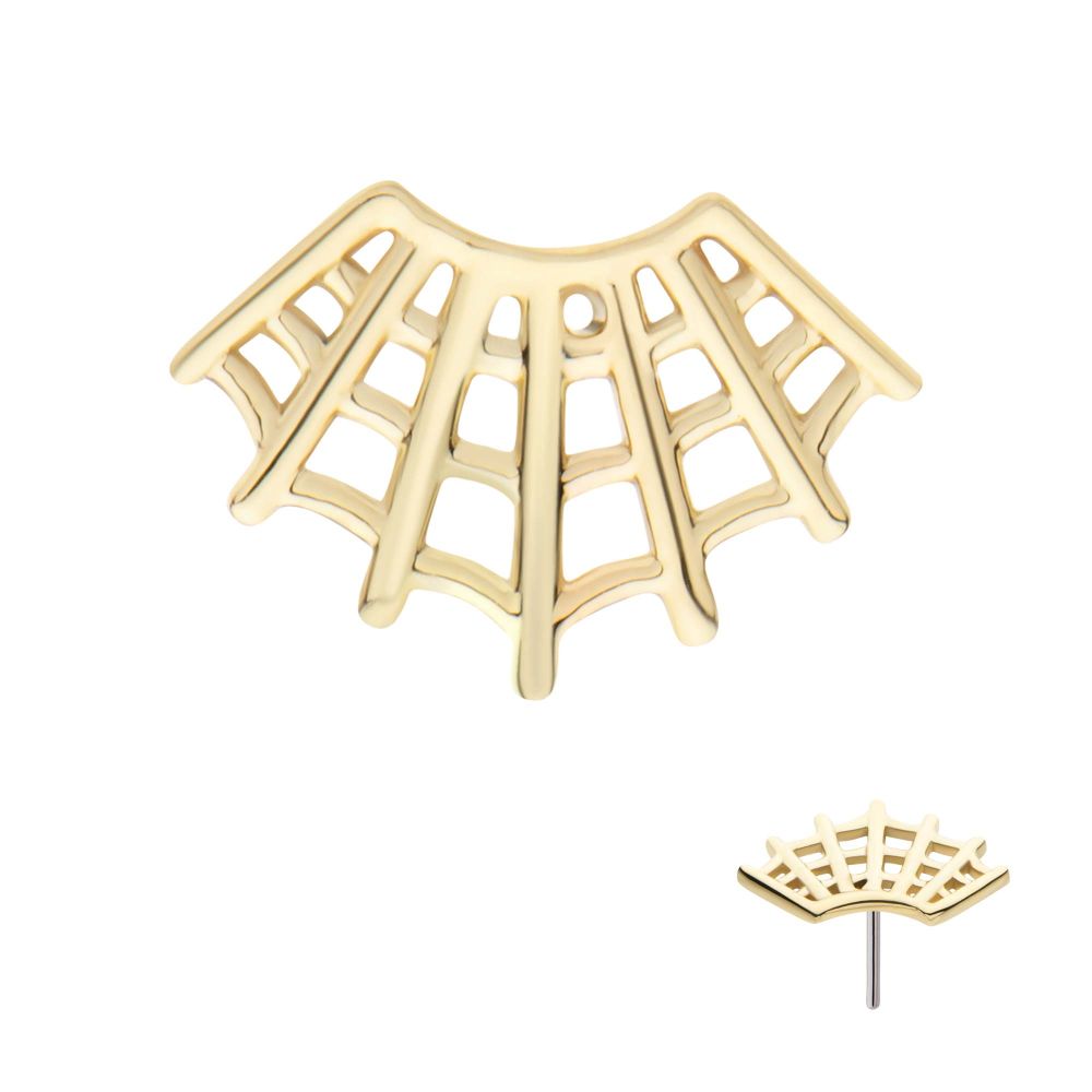 14Kt Gold Threadless Fan Shape Spiderweb Top