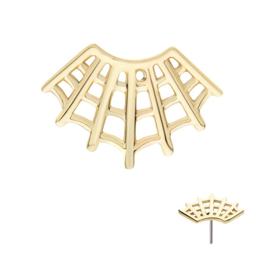 14Kt Gold Threadless Fan Shape Spiderweb Top