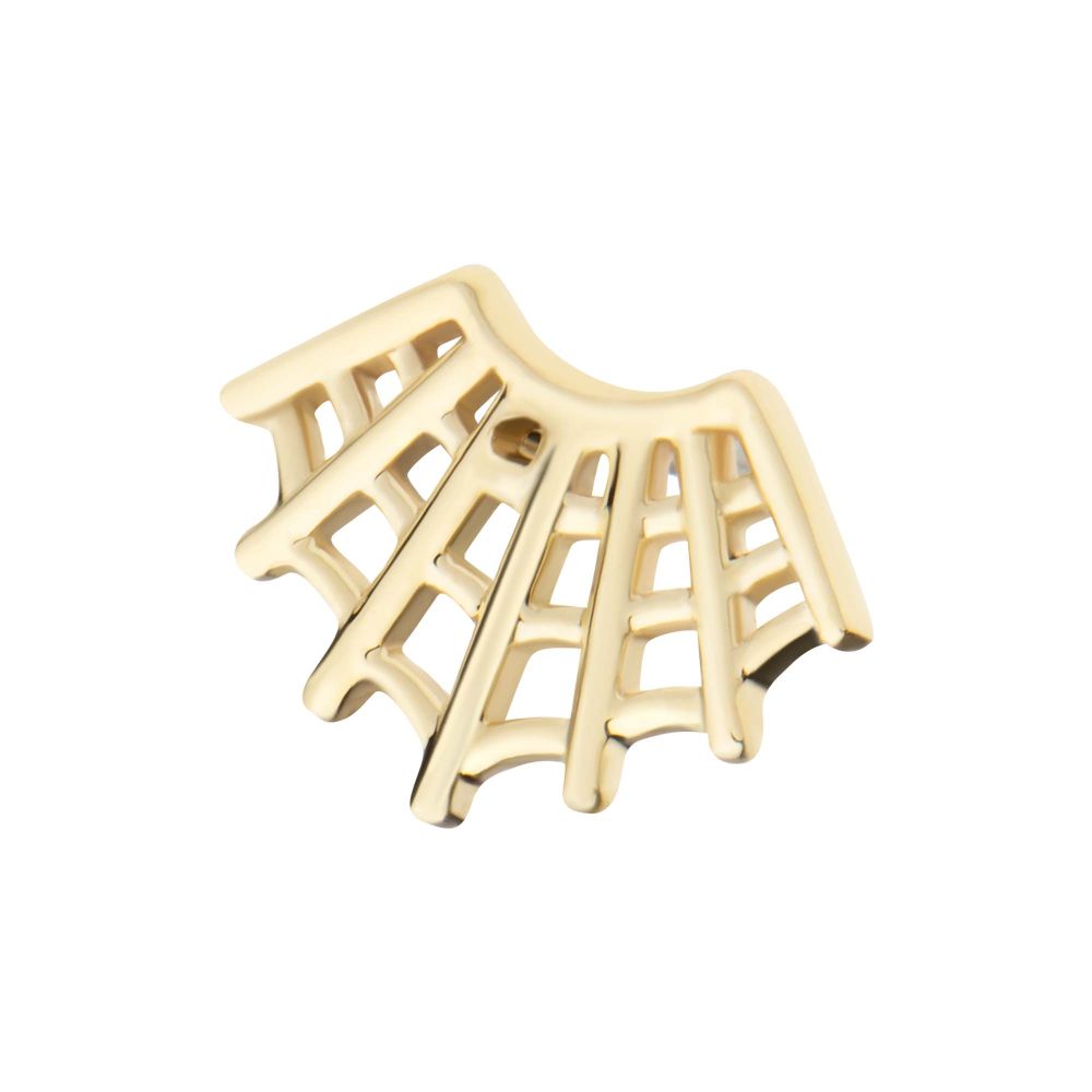 14Kt Gold Threadless Fan Shape Spiderweb Top