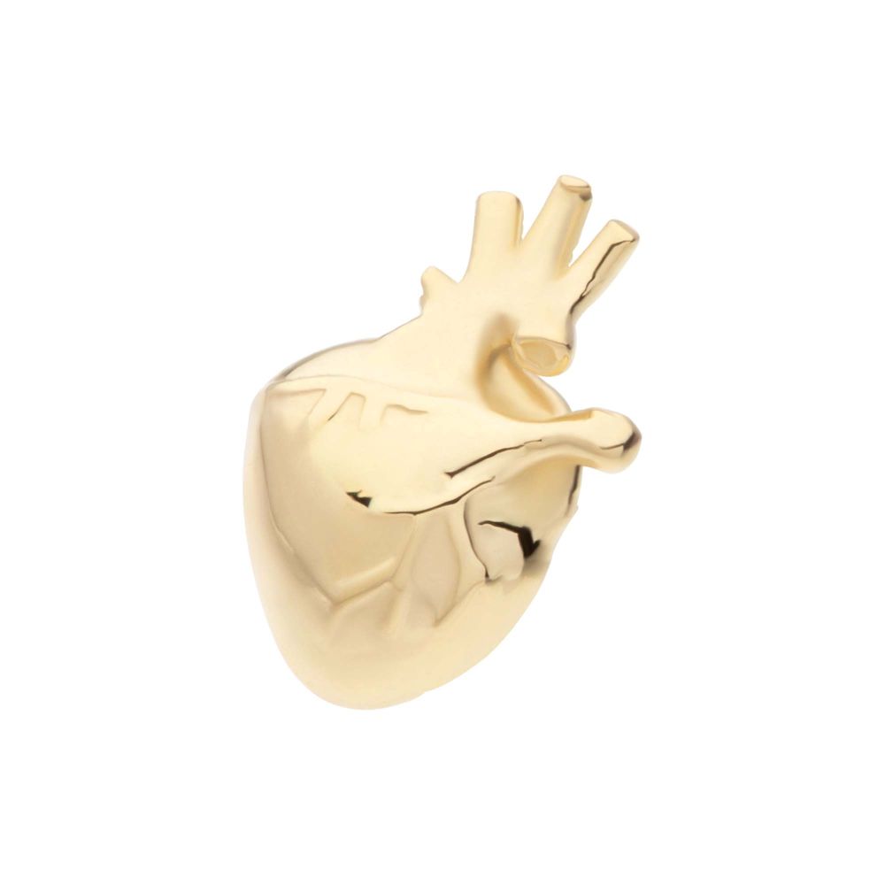 14Kt Gold Threadless Anatomical Heart Top