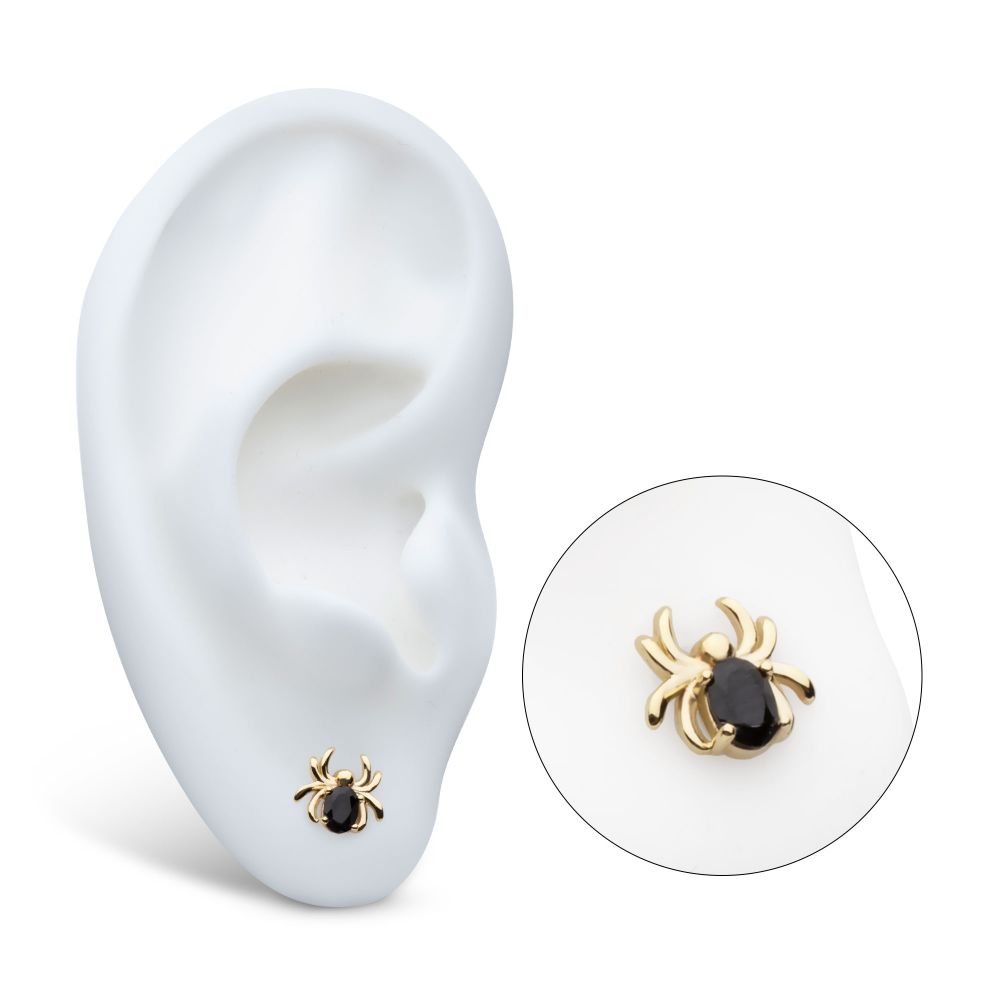 14Kt Gold Threadless Spider Top with Prong Set Oval Gem