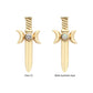 14Kt Yellow Gold Threadless Triple Moon Phase with Bezel Set Round CZ/Opal Dagger Top