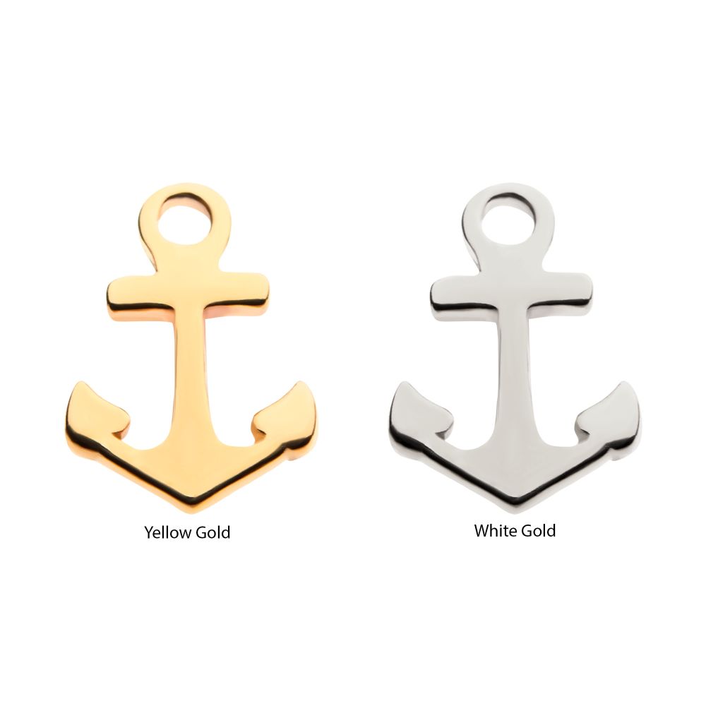 14kt Gold Threadless with Anchor Top