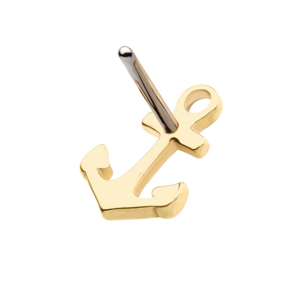 14kt Gold Threadless with Anchor Top