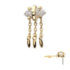 14Kt Yellow Gold Threadless Prong Set Marquise Gem Evil Eye Top with Triple Dangle Chain