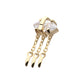 14Kt Yellow Gold Threadless Prong Set Marquise Gem Evil Eye Top with Triple Dangle Chain