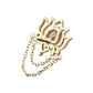 14Kt Yellow Gold Threadless Bezel Teardrop Gem Lotus Flower Top with 2 Tier Dangle Chain
