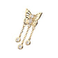 14Kt Yellow Gold Threadless Prong Set Gem Butterfly Top with Triple Dangle Bezel Gem