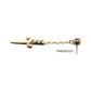 14Kt Yellow Gold Threadless Bezel Set Black Round Gem Dangle Dagger Top