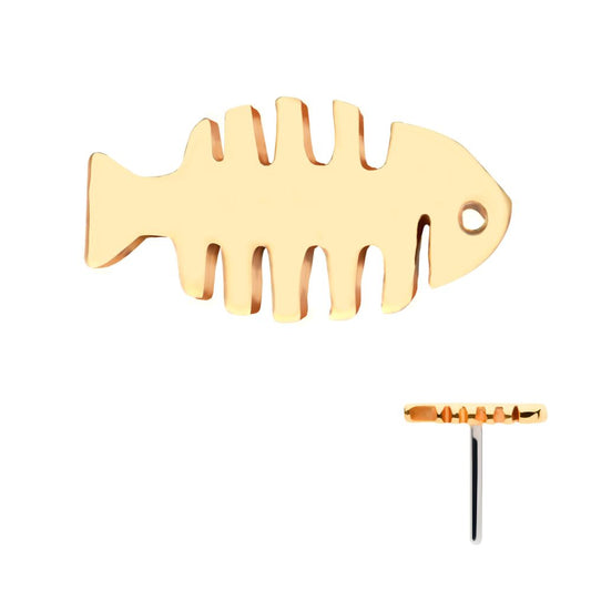 14Kt Yellow Gold Threadless with Fish Bone Top