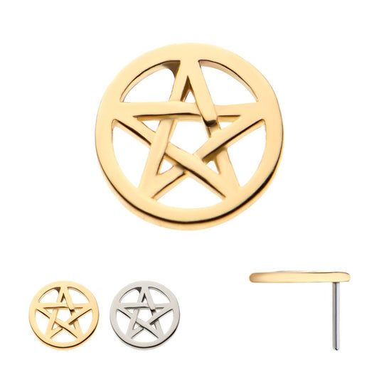 14Kt Gold Threadless with Pentagram Top