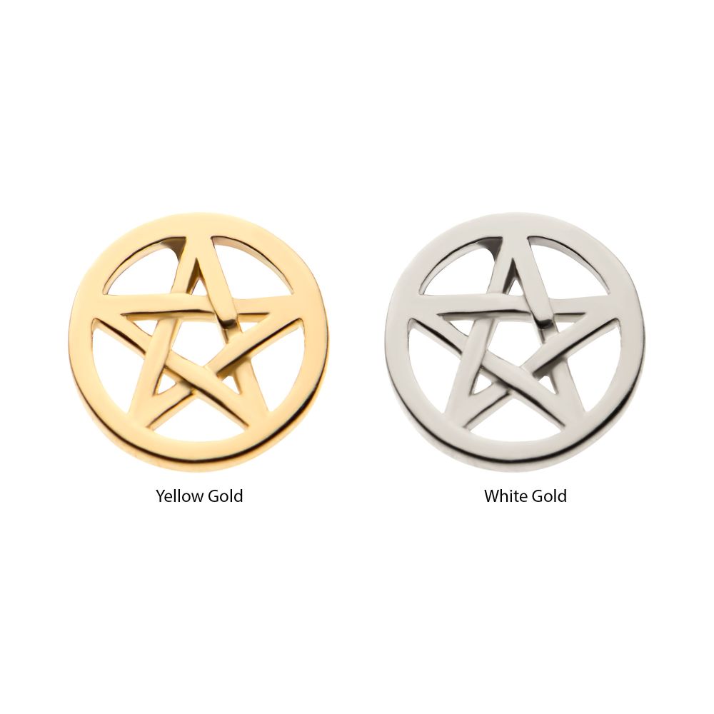 14Kt Gold Threadless with Pentacle Top