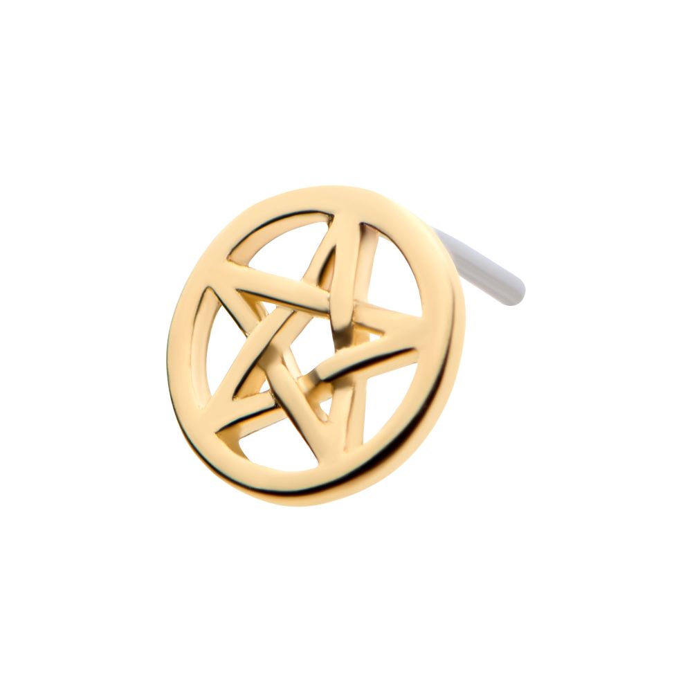 14Kt Gold Threadless with Pentagram Top