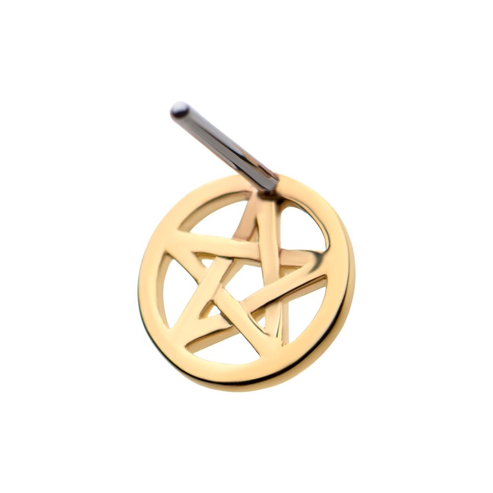 14Kt Gold Threadless with Pentagram Top