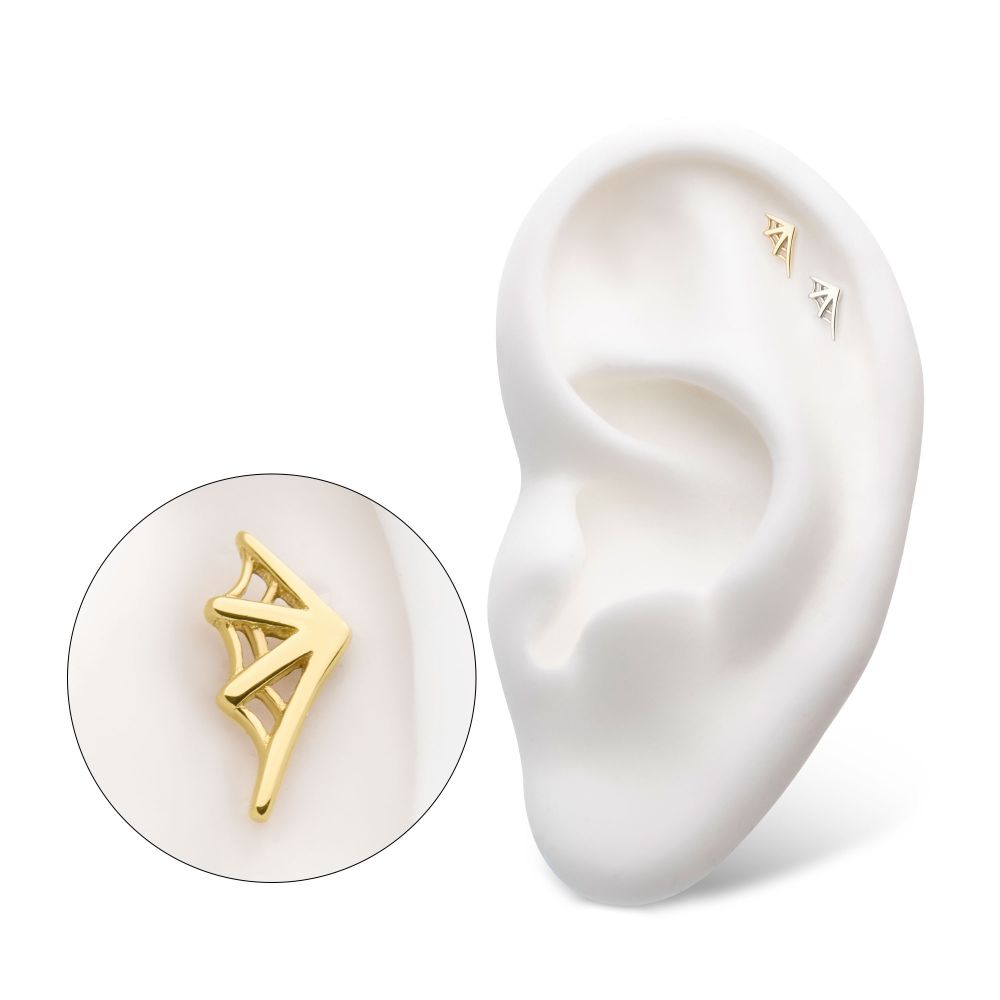 14Kt Gold Threadless Spiderweb Top (Left Ear)