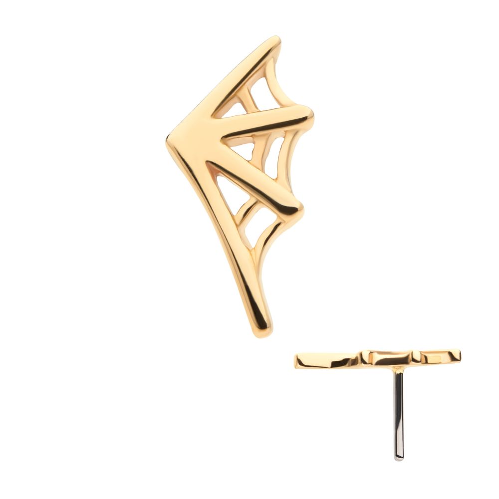 14Kt Gold Threadless Spiderweb Top (Right Ear)