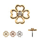 14Kt Gold Threadless with Prong Set Clear CZ 4-Leaf Clover Top