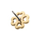 14Kt Gold Threadless with Prong Set Clear CZ 4-Leaf Clover Top