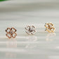 14Kt Gold Threadless with Prong Set Clear CZ 4-Leaf Clover Top