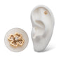 14Kt Gold Threadless with Prong Set Clear CZ 4-Leaf Clover Top