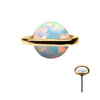 14kt Yellow Gold Threadless Planet Top with Prong Set White Opal