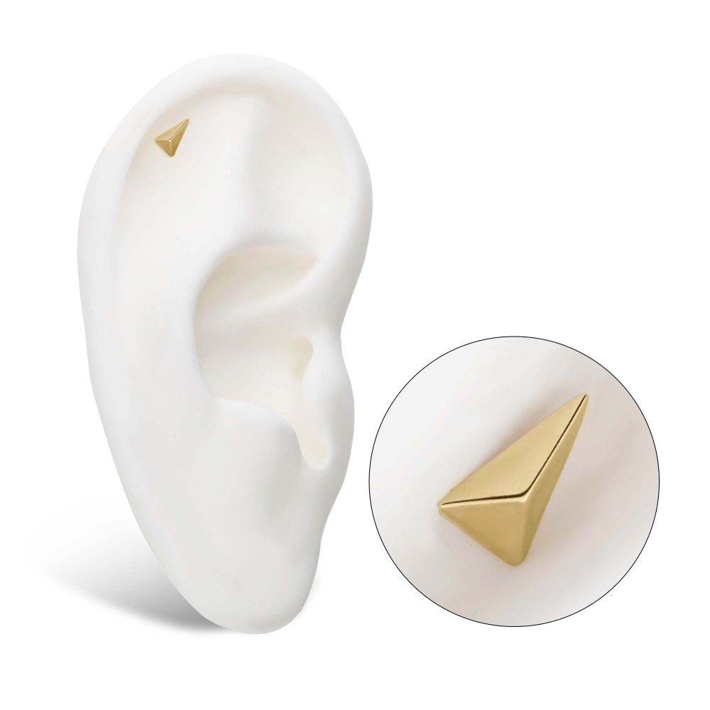 14Kt Yellow Gold Threadless with Tall Pyramid Top