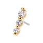14Kt Yellow Gold Threadless with Prong Set Round CZ 3-Cluster Top