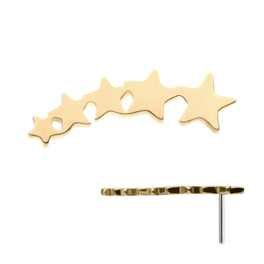 14Kt Yellow Gold Threadless with 5-Cluster Star Top