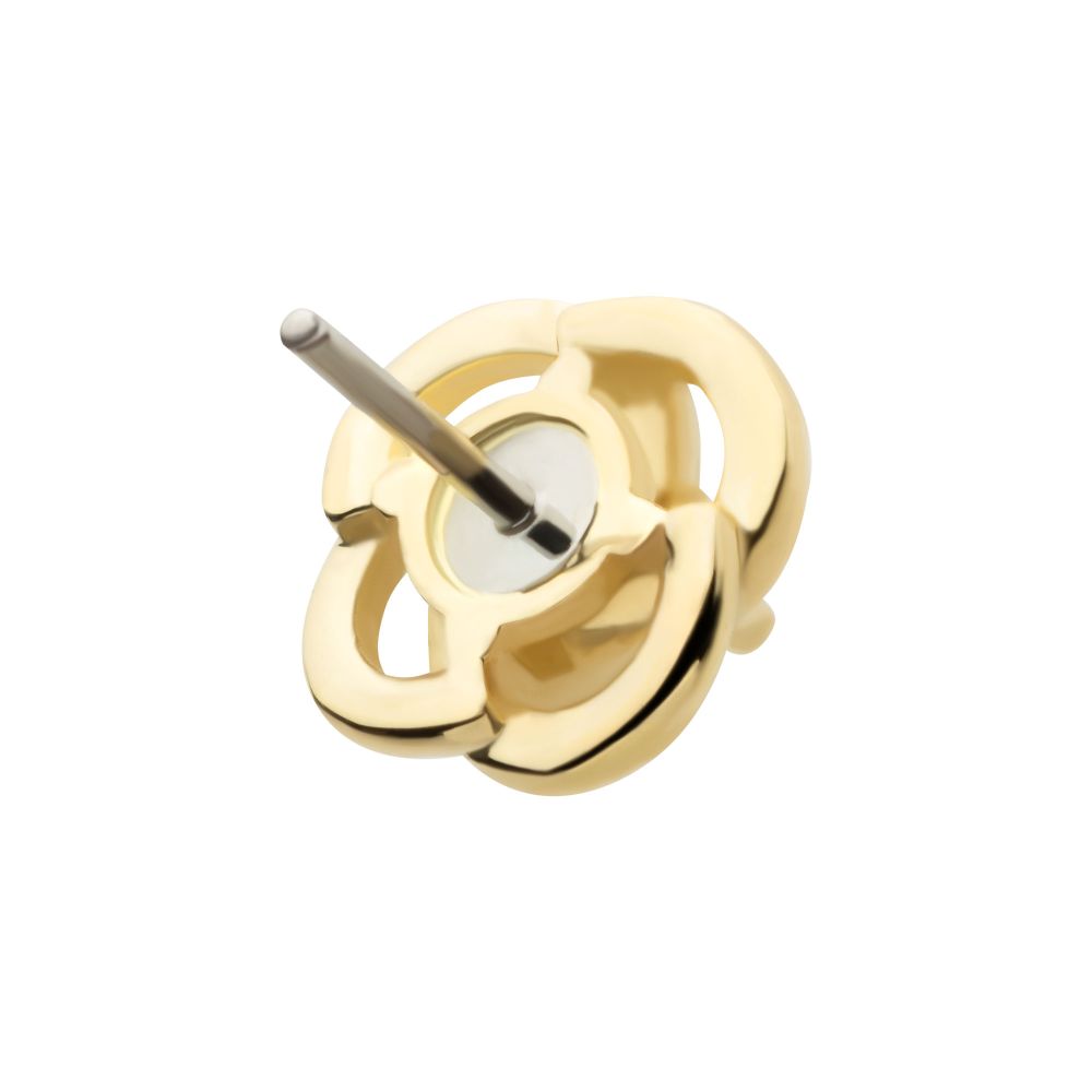 14Kt Yellow Gold Threadless Prong Set Round CZ Gem Swirl Top