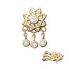 14Kt Yellow Gold Threadless Mandala Flower Top with Triple Bezel Set Gem Dangle