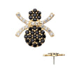 14Kt Yellow Gold Threadless Pave Set Full Clear and Black Gem Spider Top